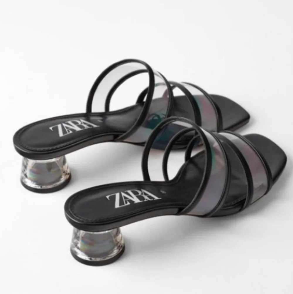 NWOT Zara black and clear methacrylate heeled sandals_40 - Picture 3 of 6